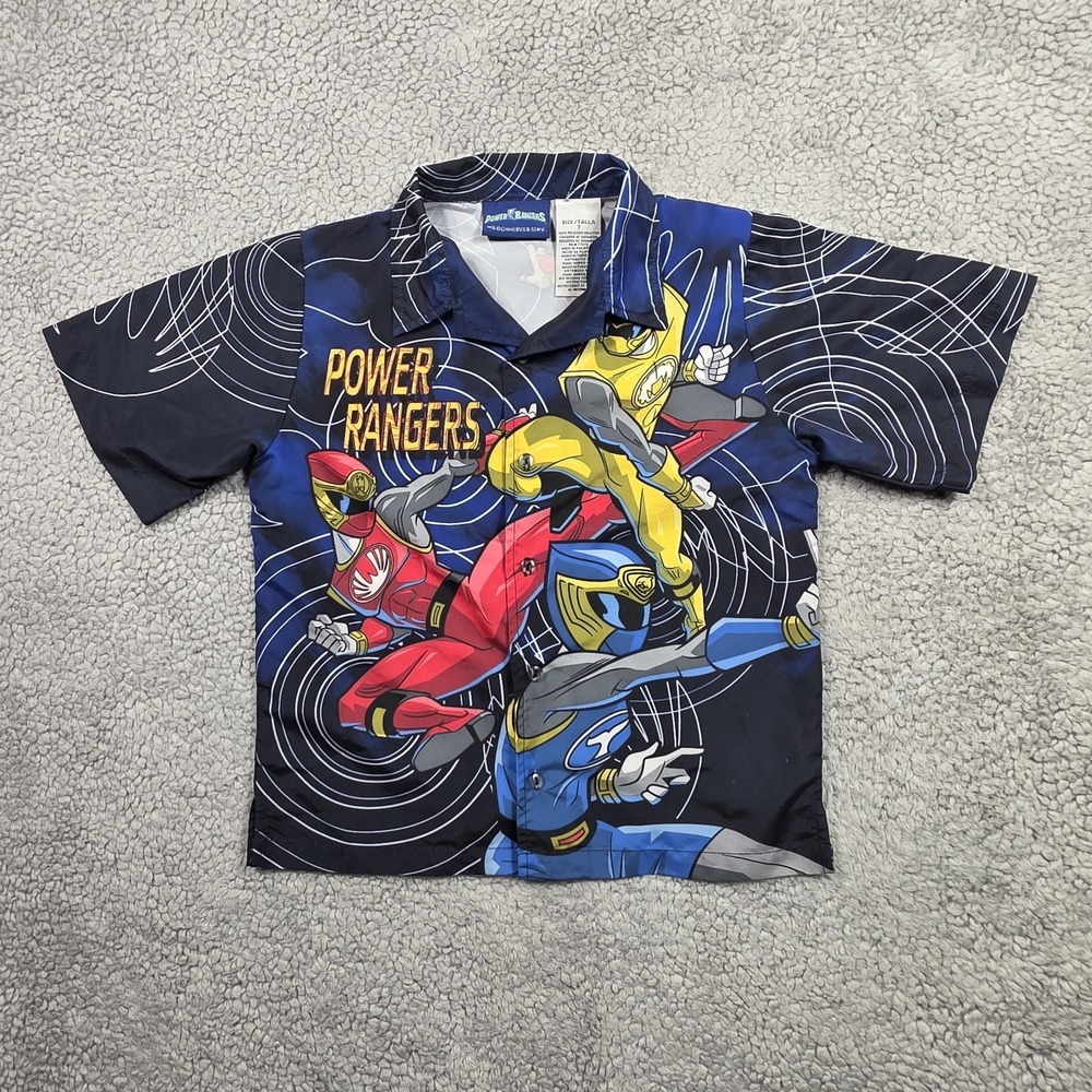 Vintage Power Rangers Hasbro 2004 Button-up Shirt Boy's size 7‎ SEE MEASUREMENTS